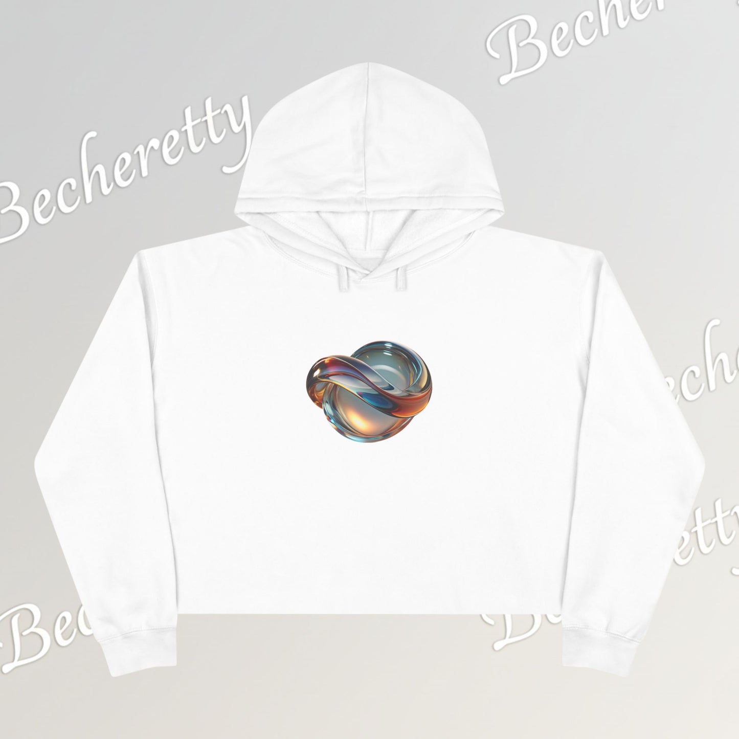 Modern Art Crop Hoodie with a Abstract/Futuristic Cristal - Trendy Sweatshirt for Casual Wear, Gift for Art Lovers, Stylish Comfort for Everyday