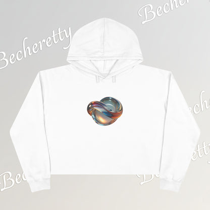 Modern Art Crop Hoodie with a Abstract/Futuristic Cristal - Trendy Sweatshirt for Casual Wear, Gift for Art Lovers, Stylish Comfort for Everyday