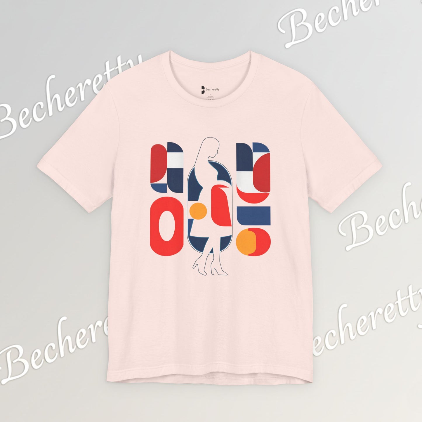 Luminous Silhouette T-Shirt - Bauhaus-inspired geometric shapes - Art Graphic Minimalist Becheretty