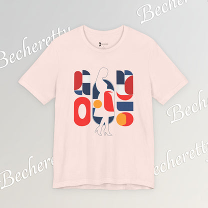 Luminous Silhouette T-Shirt - Bauhaus-inspired geometric shapes - Art Graphic Minimalist Becheretty