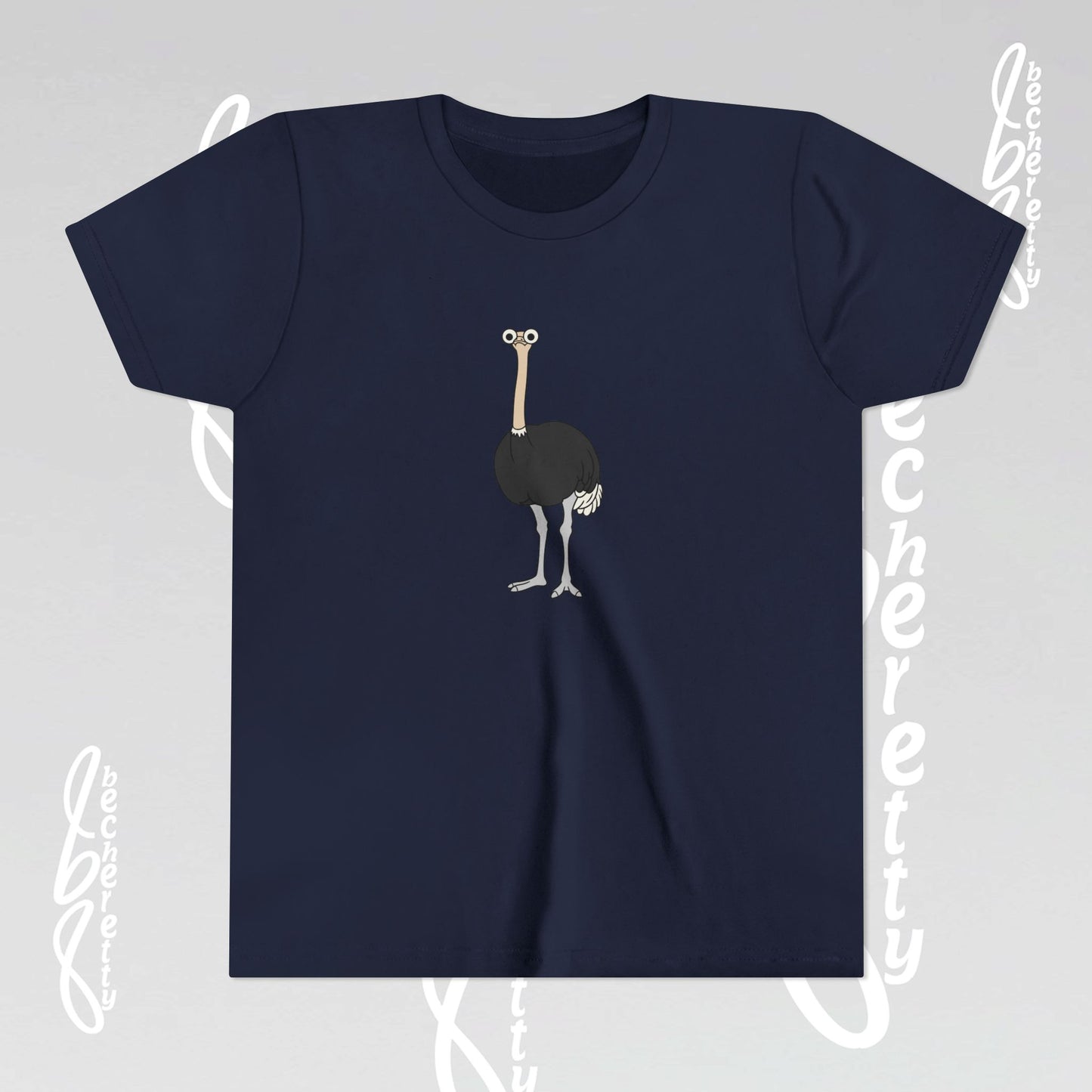 Youth Ostrich Graphic Tee - Becheretty desing for Kids, Cool Summer Top, Gift for Birthdays, Animal Lovers Tee