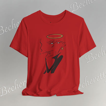 "Fallen Angel" Abstract Line Art Graphic Tee Becheretty - Channel your inner rebel with a touch of divine style