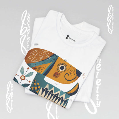 Abstract Guardian Folk Art Dog T-Shirt — Modern Canine Lover Gift