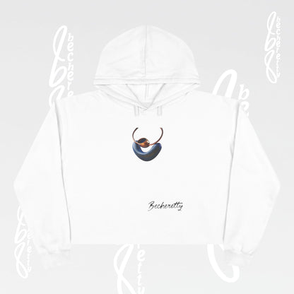 Trendy Crop Hoodie with Artistic Necklace Design Becheretty - Fashionable Sweatshirt, Gift for Her, Casual Wear, Stylish Loungewear