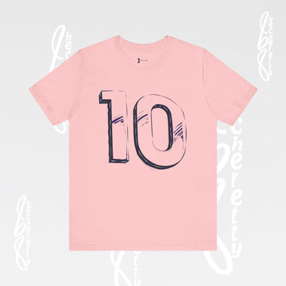 Stylish Unisex Tee - Number 10 - Casual Everyday Wear, Unique Gift  Sports Lovers, Becheretty Graphic, Team Spirit