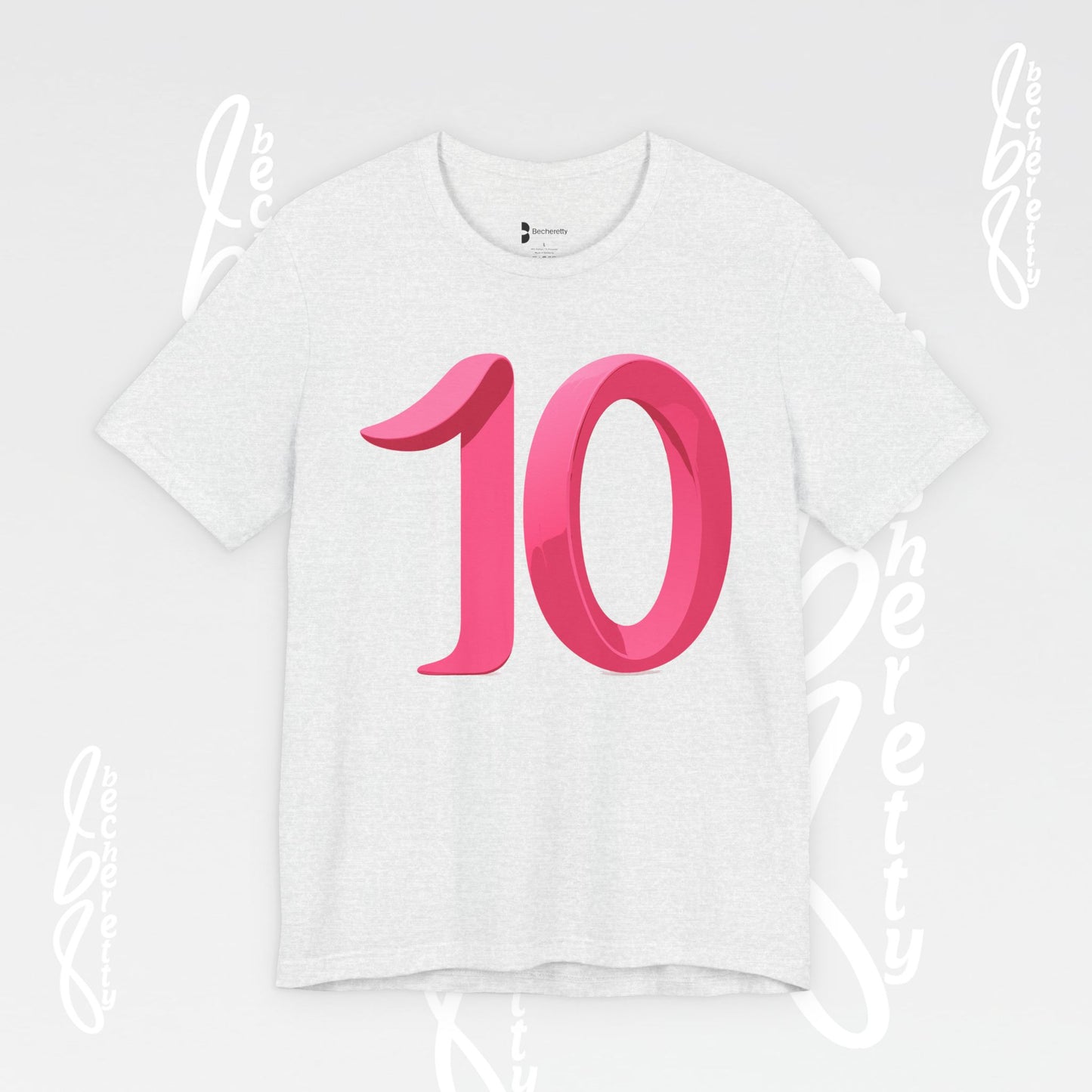 Pink Number 10 - Graphic Tee - Becheretty Minimalist Style - Everyday Comfort - Ideal Gift for Sports Lovers