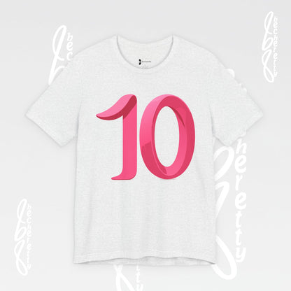 Pink Number 10 - Graphic Tee - Becheretty Minimalist Style - Everyday Comfort - Ideal Gift for Sports Lovers