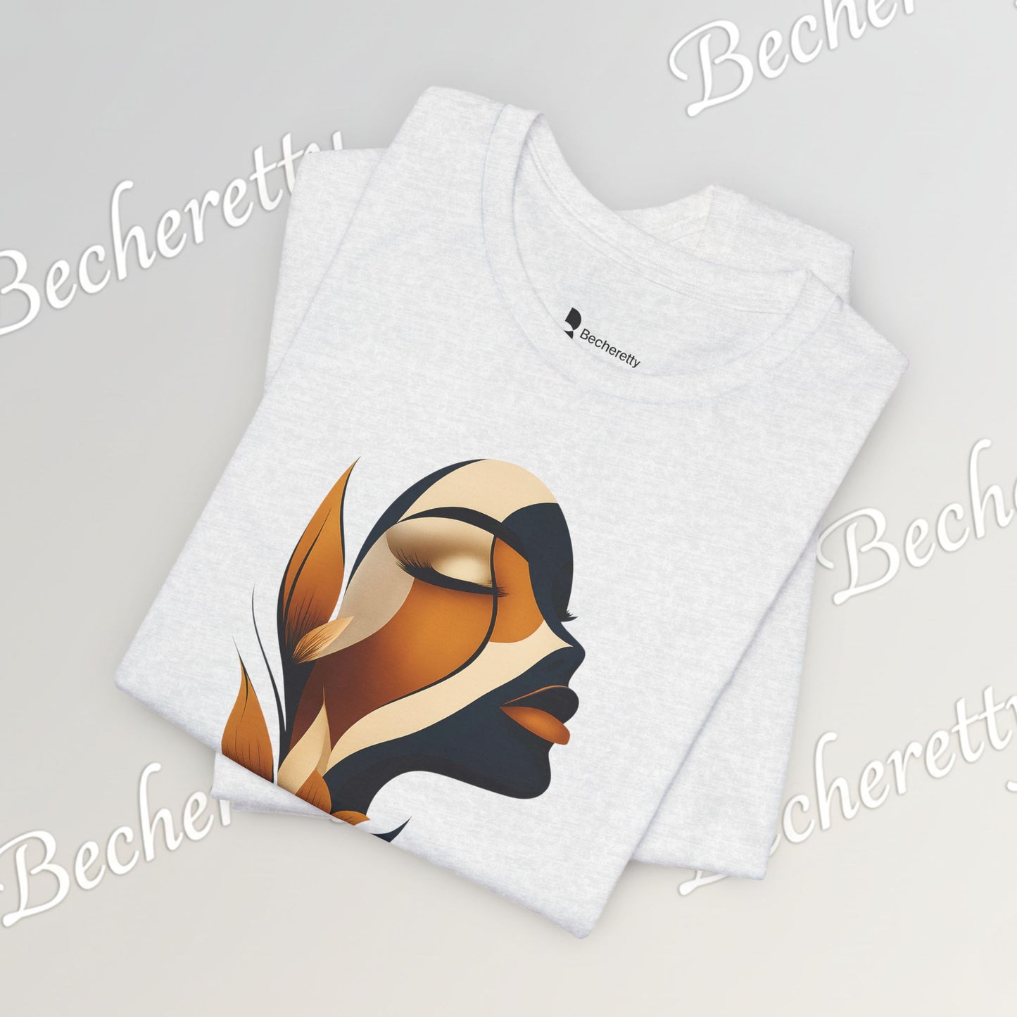 "Golden Profile" Abstract Graphic T‑Shirt – Art Minimalist Becheretty - Botanical inspiration