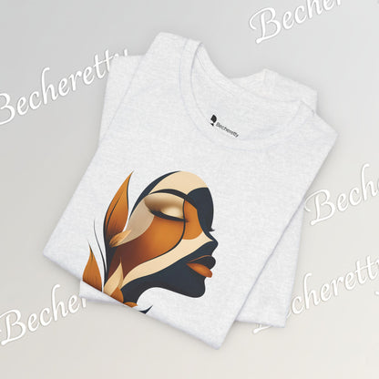 "Golden Profile" Abstract Graphic T‑Shirt – Art Minimalist Becheretty - Botanical inspiration