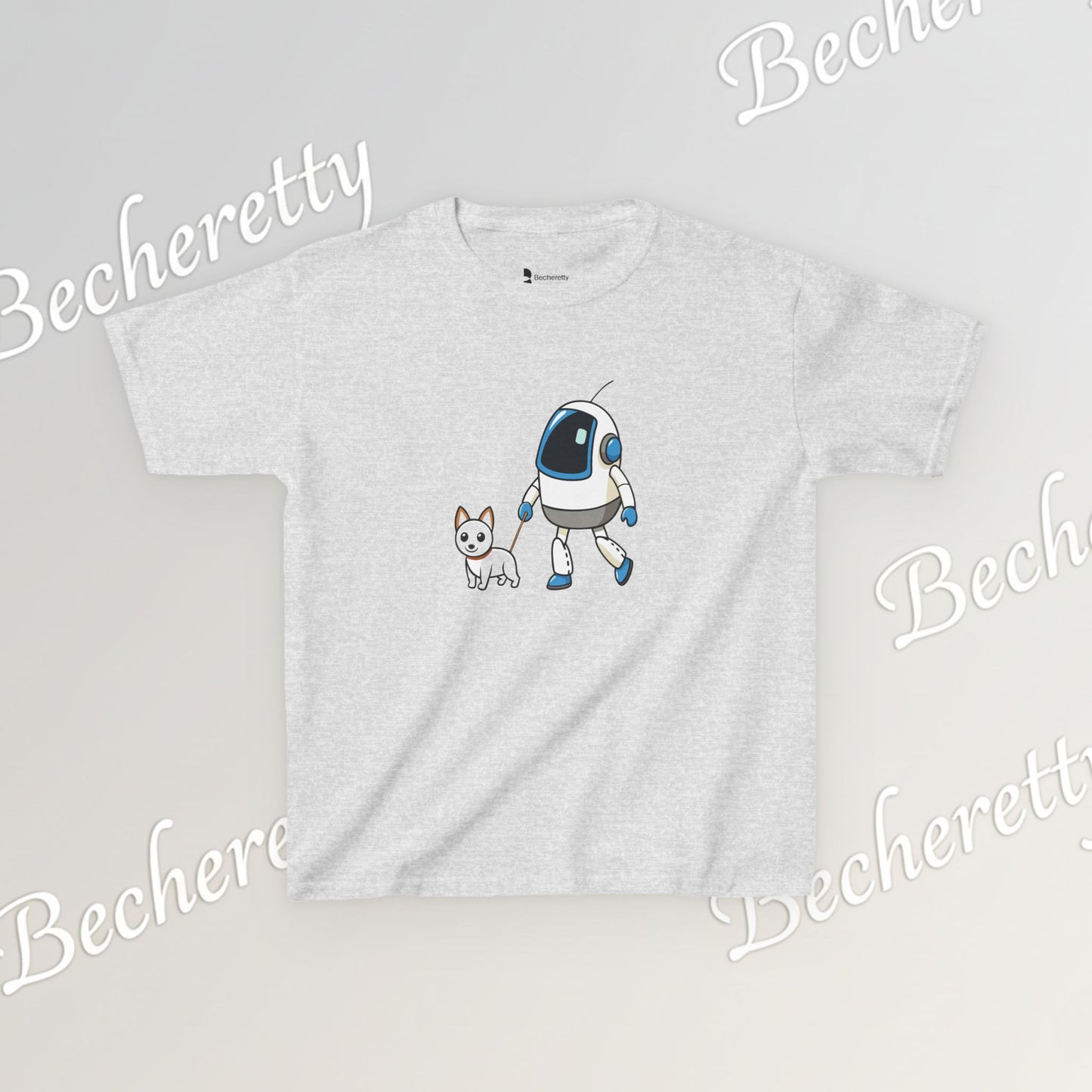 Cute Kids Robot & Dog  - T-Shirt for Youth - Art Graphic Becheretty - Gift for Children