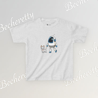 Cute Kids Robot & Dog  - T-Shirt for Youth - Art Graphic Becheretty - Gift for Children