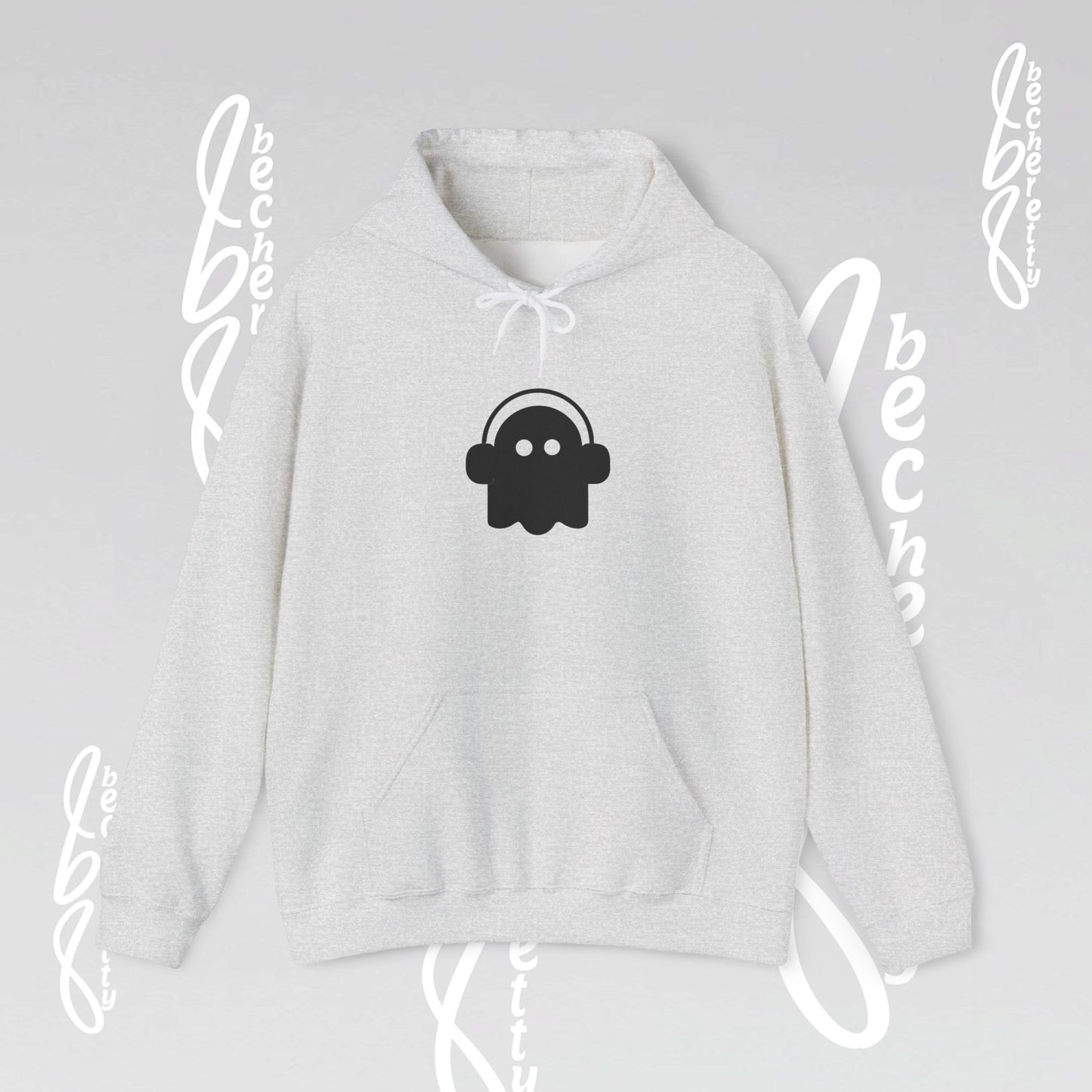 Funny Ghost Hoodie - Art Graphic Minimalist Becheretty "Ghost Headphone"