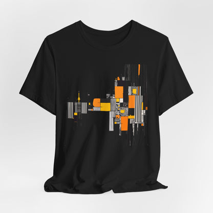Abstract Geometric Tee - Art Graphic Becheretty - Modern Orange & Gray Cityscape Design
