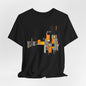 Abstract Geometric Tee - Art Graphic Becheretty - Modern Orange & Gray Cityscape Design