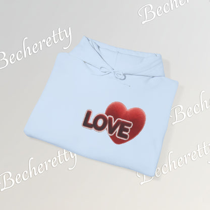 "LOVE" Plush Covered in Fur Graphic Hoodie - Art Minimalist Becheretty - Valentins day & Casual Wear