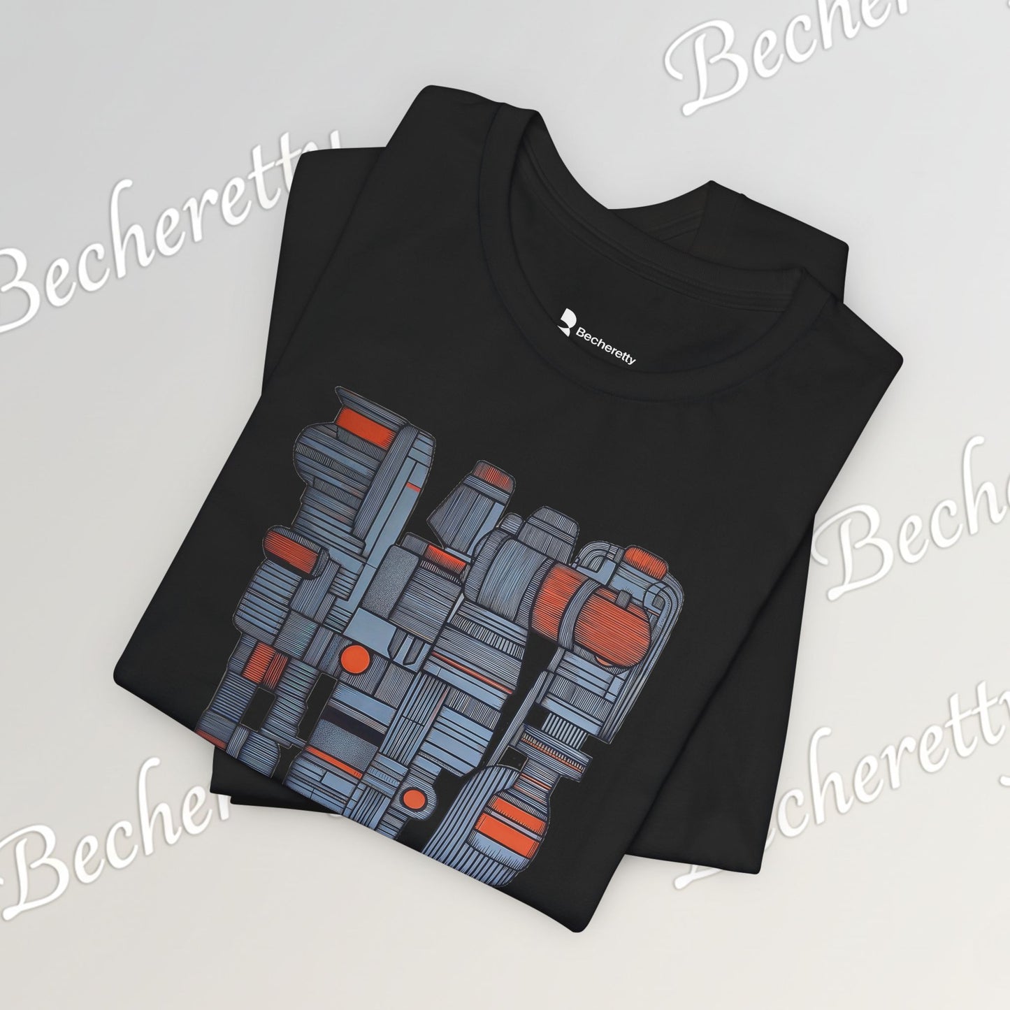 Abstract figurative illustration T-Shirt Becheretty - Geometric, totem-inspired composition - Wearable Art