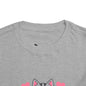 Adorable "Becheretty" Pink Bow Kitten Toddler Tee – Cute Gray Cat & Hearts Graphic T-Shirt for Girls