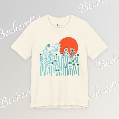 Sunset Wildflowers T-Shirt — Minimal Floral Graphic Tee - Playful statement - Wearable Art