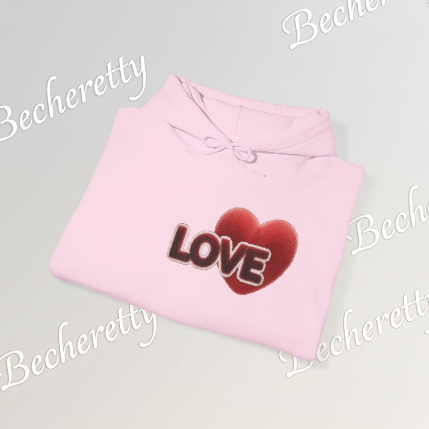 "LOVE" Plush Covered in Fur Graphic Hoodie - Art Minimalist Becheretty - Valentins day & Casual Wear