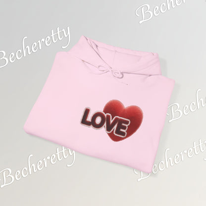 "LOVE" Plush Covered in Fur Graphic Hoodie - Art Minimalist Becheretty - Valentins day & Casual Wear
