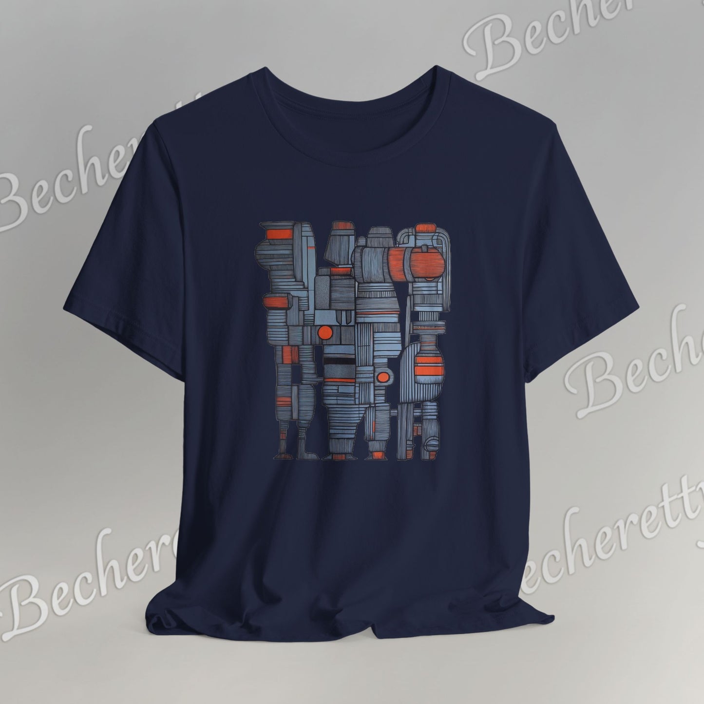 Abstract figurative illustration T-Shirt Becheretty - Geometric, totem-inspired composition - Wearable Art