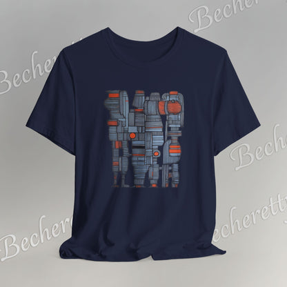 Abstract figurative illustration T-Shirt Becheretty - Geometric, totem-inspired composition - Wearable Art