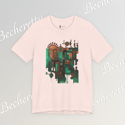 Abstract Tribal Mask Art T-Shirt — Geometric Afrocentric Graphic Becheretty