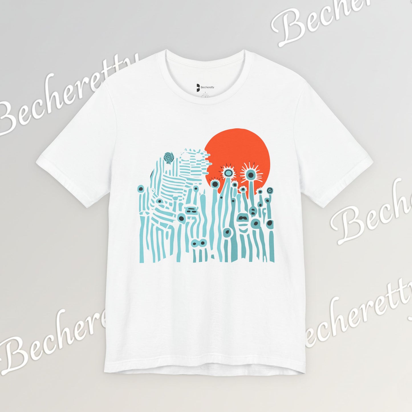 Sunset Wildflowers T-Shirt — Minimal Floral Graphic Tee - Playful statement - Wearable Art