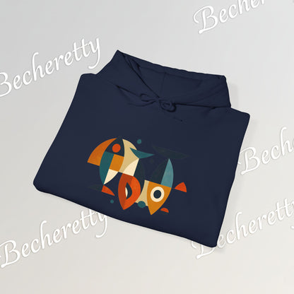 Geometric Fish Hoodie - Minimalist Graphic Becheretty, blending abstract geometric shapes
