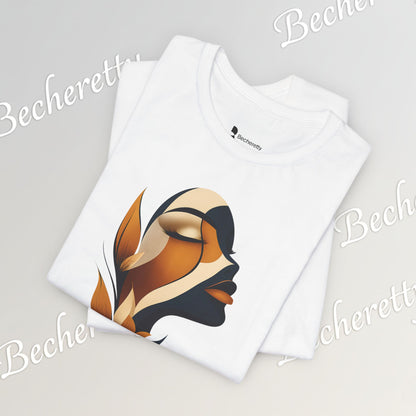 "Golden Profile" Abstract Graphic T‑Shirt – Art Minimalist Becheretty - Botanical inspiration
