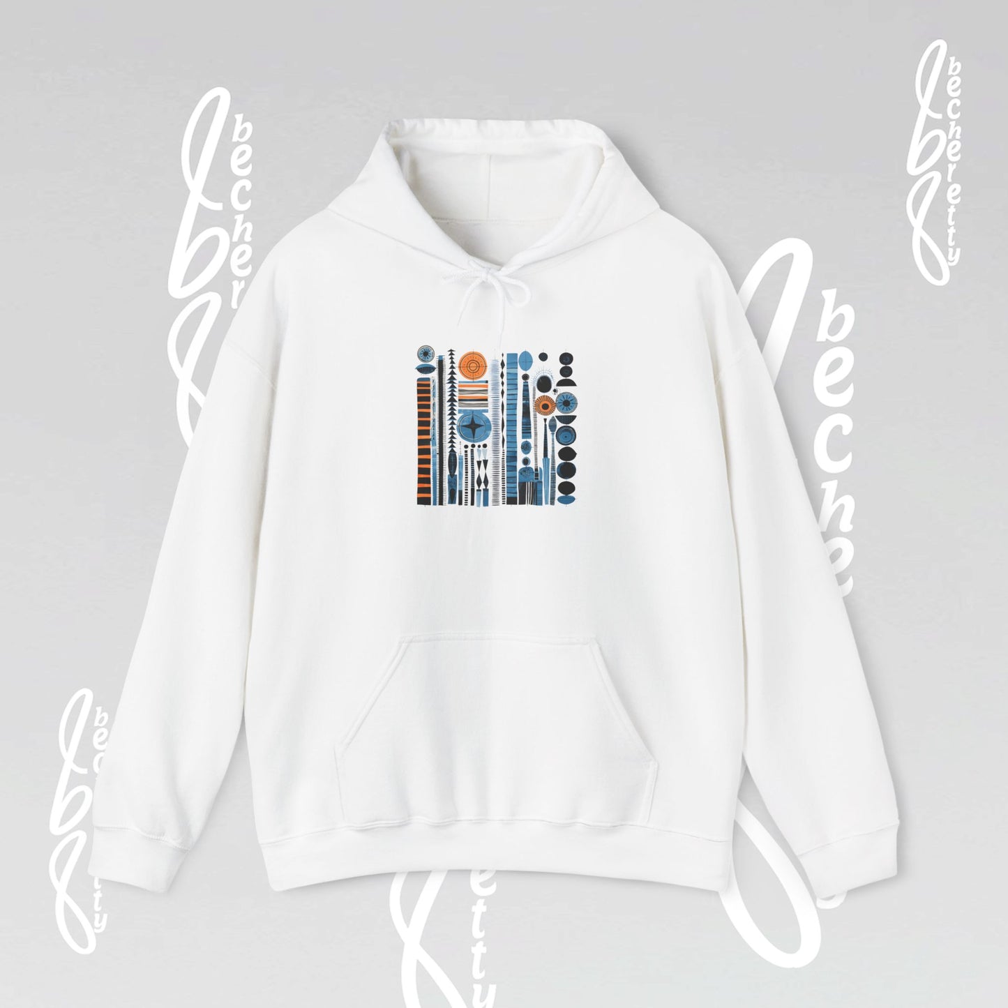 Modern Geometry Hoodie "Urban Totems" Art Graphic Becheretty - Timeless, versatile, and unmistakably modern.