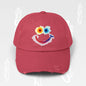 Smiley Watercolor Distressed Cap — Colorful Smile Face Dad Hat - Graphic Minimalist Becheretty