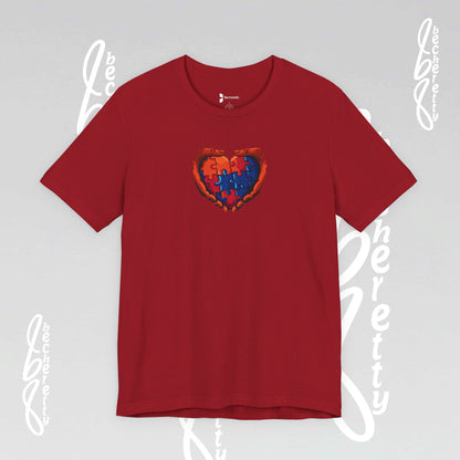 Colorful Puzzle Heart T-Shirt - Graphic Becheretty - Celebrating neurodiversity - Your tee, their voice.