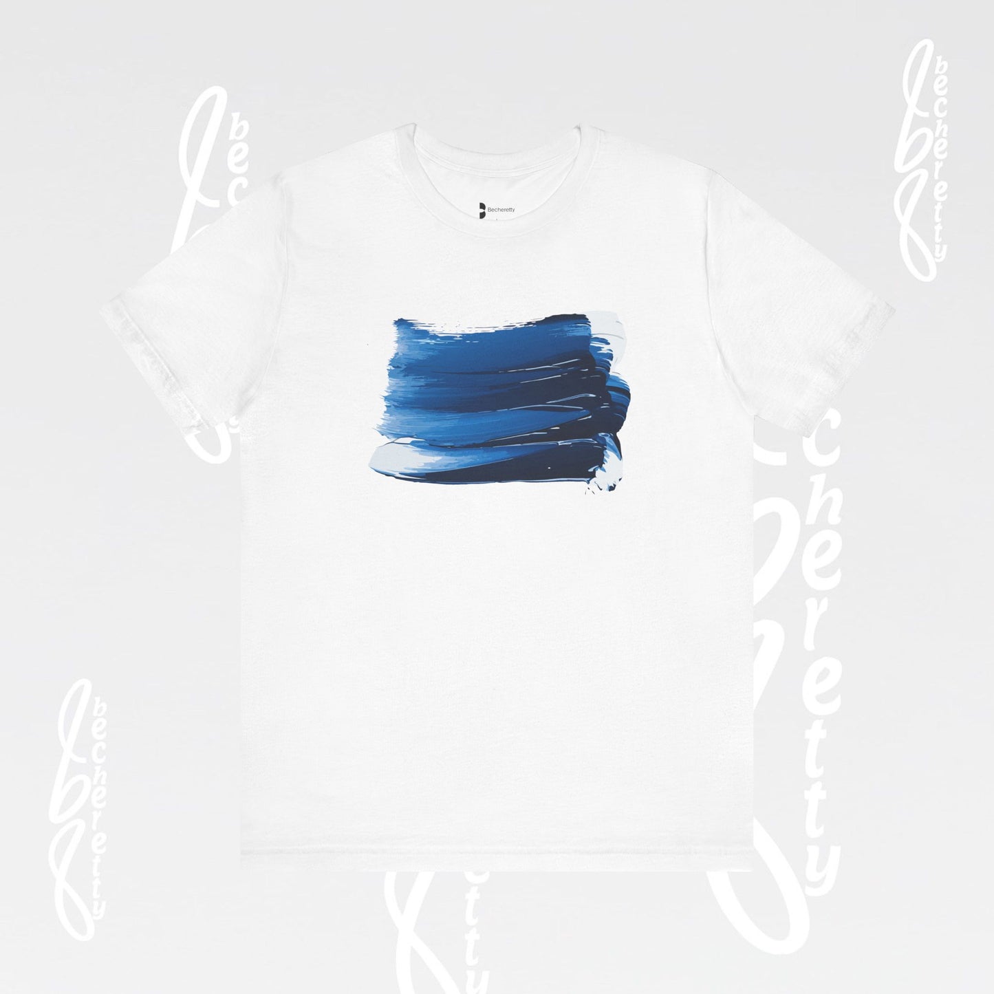 Stylish Blue Brushstroke Unisex Tee - Wear the Passion. Wear the Art - Becheretty - Perfect for summer day by the beach.