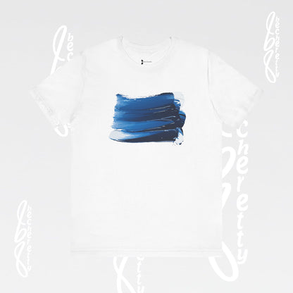 Stylish Blue Brushstroke Unisex Tee - Wear the Passion. Wear the Art - Becheretty - Perfect for summer day by the beach.