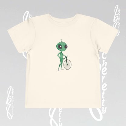 Alien Bicycle Toddler Tee - Fun Kids Shirt - Art Graphic Becheretty - Cute Gifts for Little Explorers
