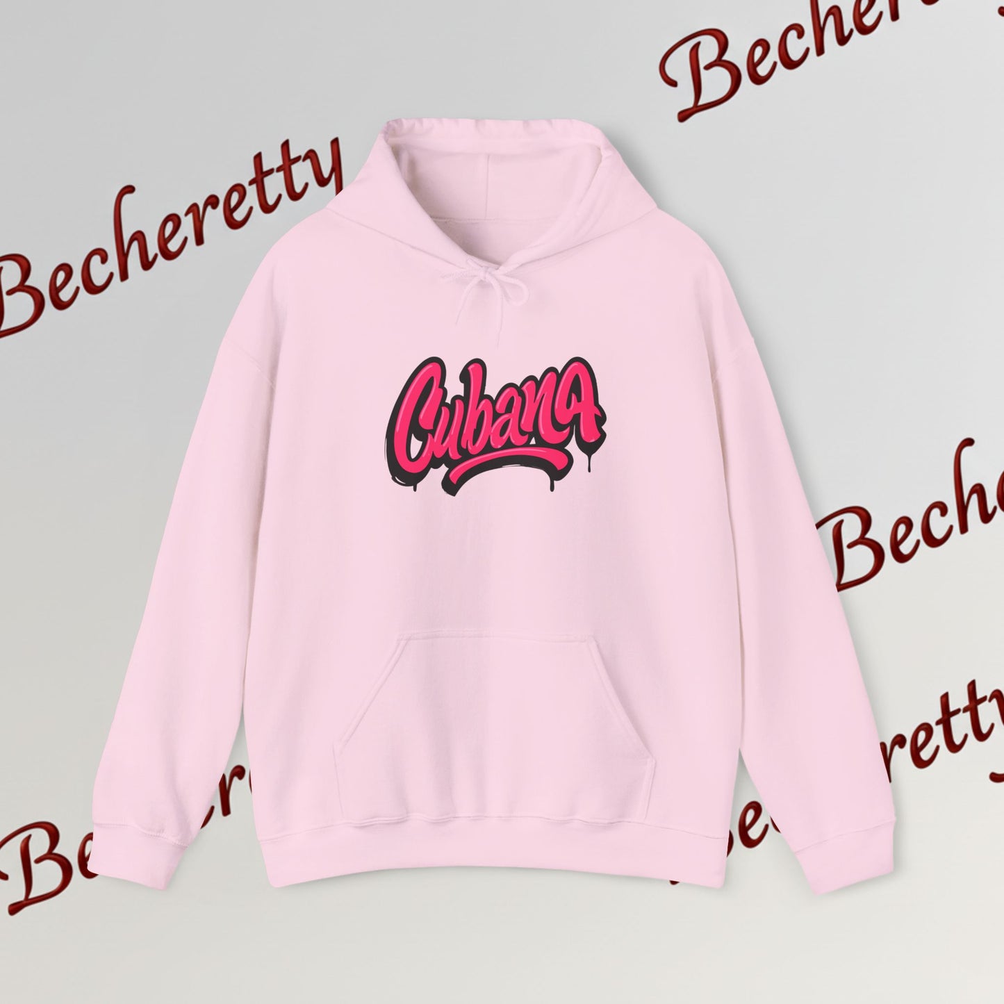 Graphic Hoodie "Cubana"  Art Graphic Becheretty - This spacious kangaroo-style bag proudly displays a connection to Cuban culture.