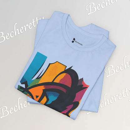 "Neon Fracture" — T-Shirt Becheretty - It captures the aesthetic of the shapes while nodding to those electric 80s/90s colors.