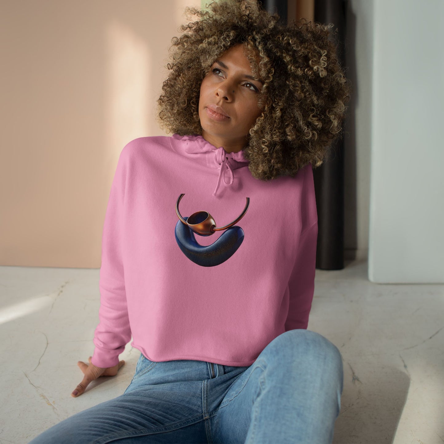 Trendy Crop Hoodie with Artistic Necklace Design Becheretty - Fashionable Sweatshirt, Gift for Her, Casual Wear, Stylish Loungewear