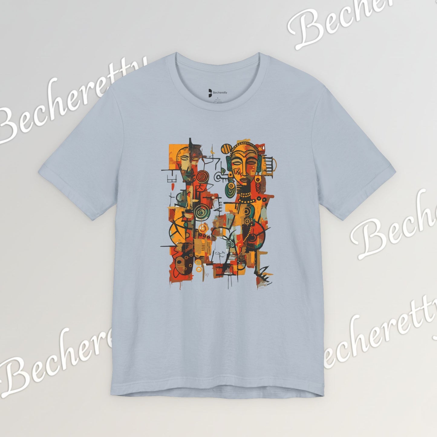 African Art T-Shirt "Ancestral Echoes" Graphic Becheretty - Abstract style - Ethno-Contemporary Fashion