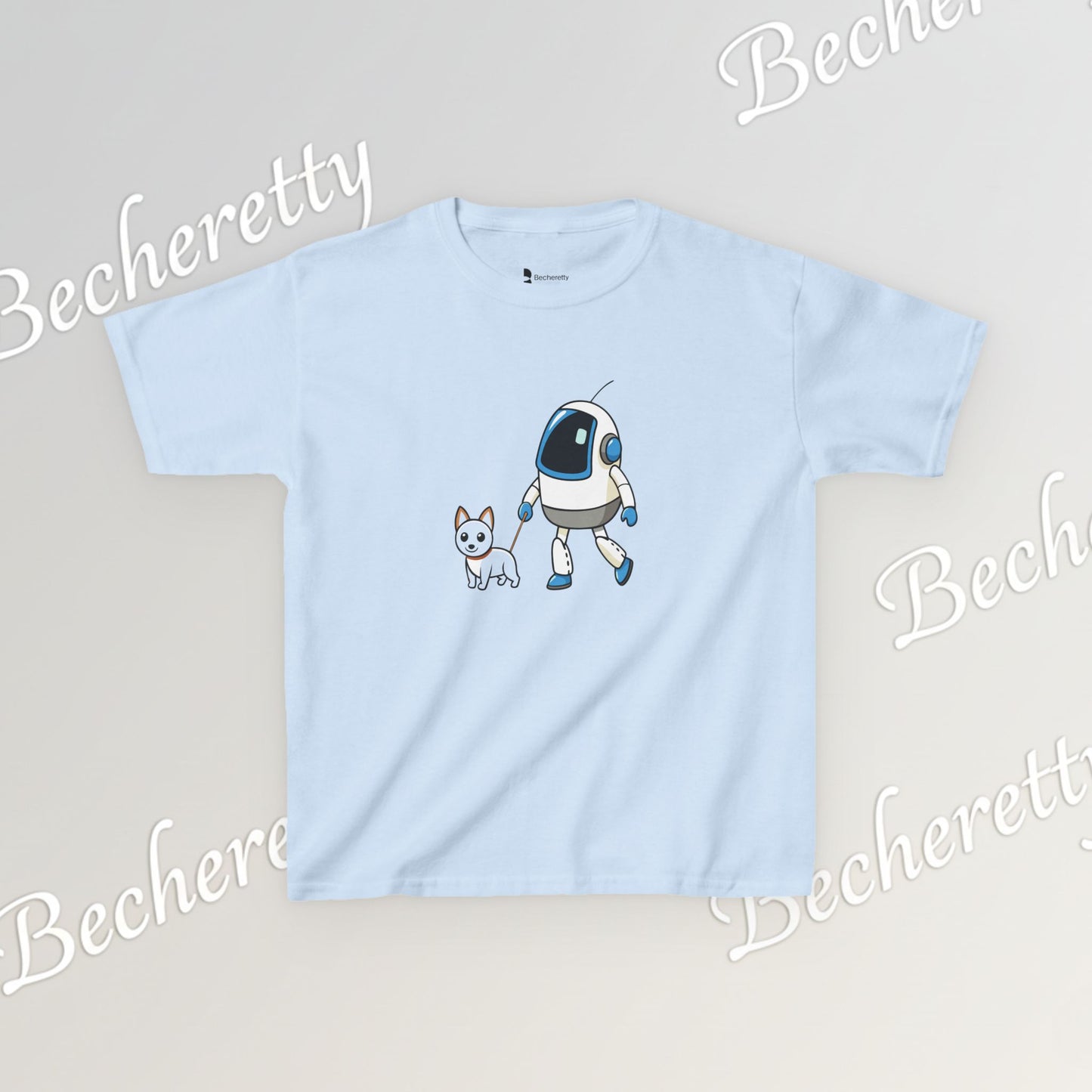 Cute Kids Robot & Dog  - T-Shirt for Youth - Art Graphic Becheretty - Gift for Children