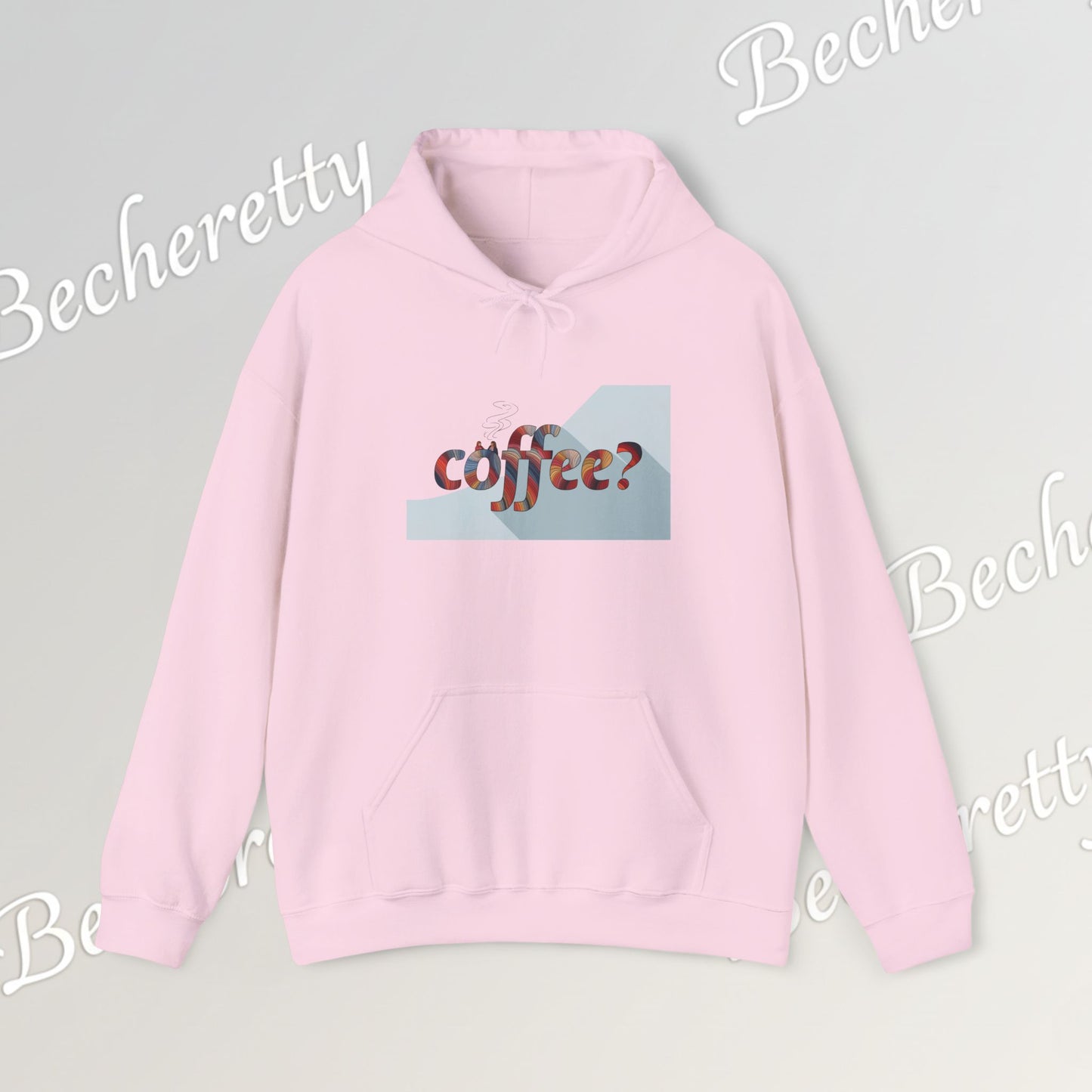 Coffee? "Cozy Questions" Patterned Coffee Hoodie - Art Minimalist Becheretty - Coffee Lover Sweatshirt