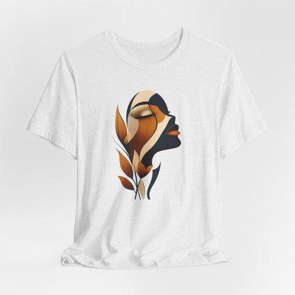 "Golden Profile" Abstract Graphic T‑Shirt – Art Minimalist Becheretty - Botanical inspiration