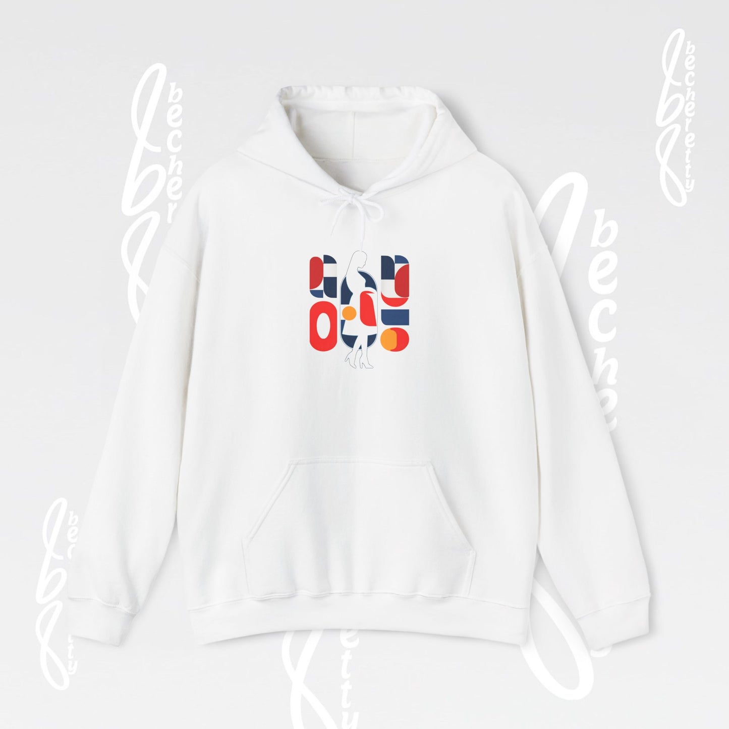 Luminous Silhouette Hoodie - Bauhaus-inspired geometric shapes - Art Graphic Minimalist Becheretty