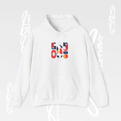 Luminous Silhouette Hoodie - Bauhaus-inspired geometric shapes - Art Graphic Minimalist Becheretty