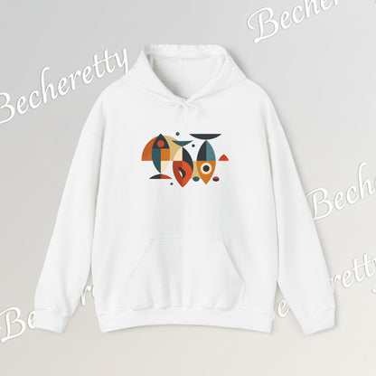 Geometric Fish Hoodie - Minimalist Graphic Becheretty, blending abstract geometric shapes