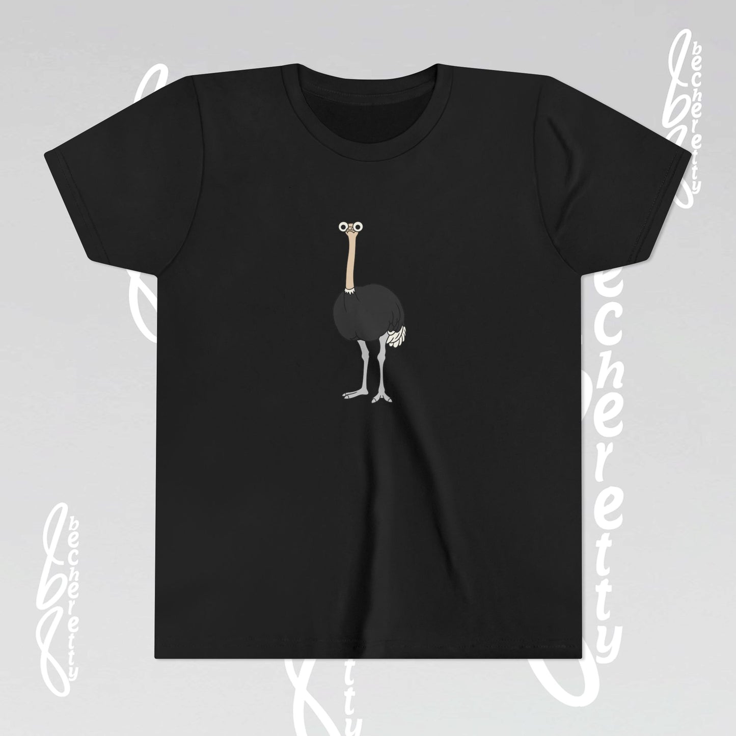 Youth Ostrich Graphic Tee - Becheretty desing for Kids, Cool Summer Top, Gift for Birthdays, Animal Lovers Tee