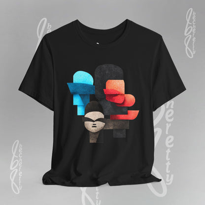 Abstract Face Graphic Tee - Colorful Design Becheretty - Silent Dialogue - Casual Wear