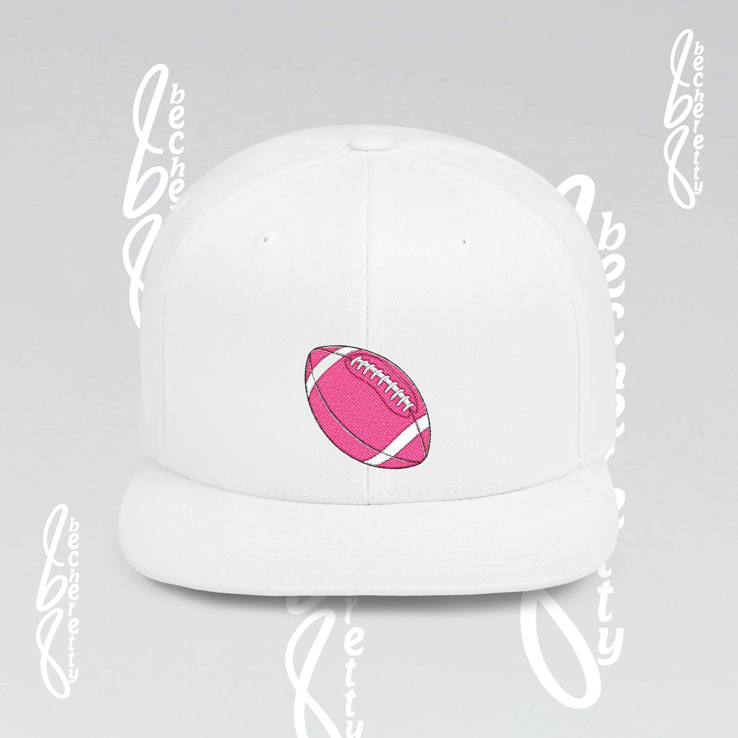 Snapback Baseball Cap with Pink American Football Ball Design by Becheretty