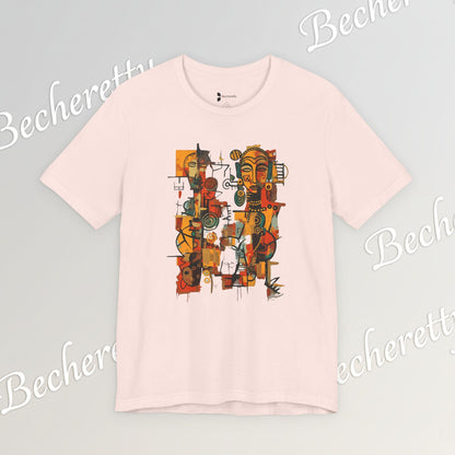 African Art T-Shirt "Ancestral Echoes" Graphic Becheretty - Abstract style - Ethno-Contemporary Fashion